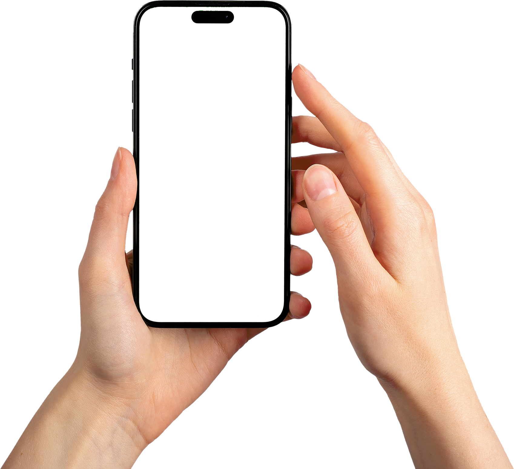 Lodz, Poland May 14 2023 Mobile phone screen mock-up, iphone 14 pro blank display mockup isolated on white